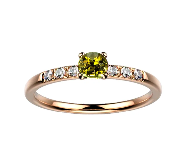 Bague saphir diamant or rose Candide saphir jaune