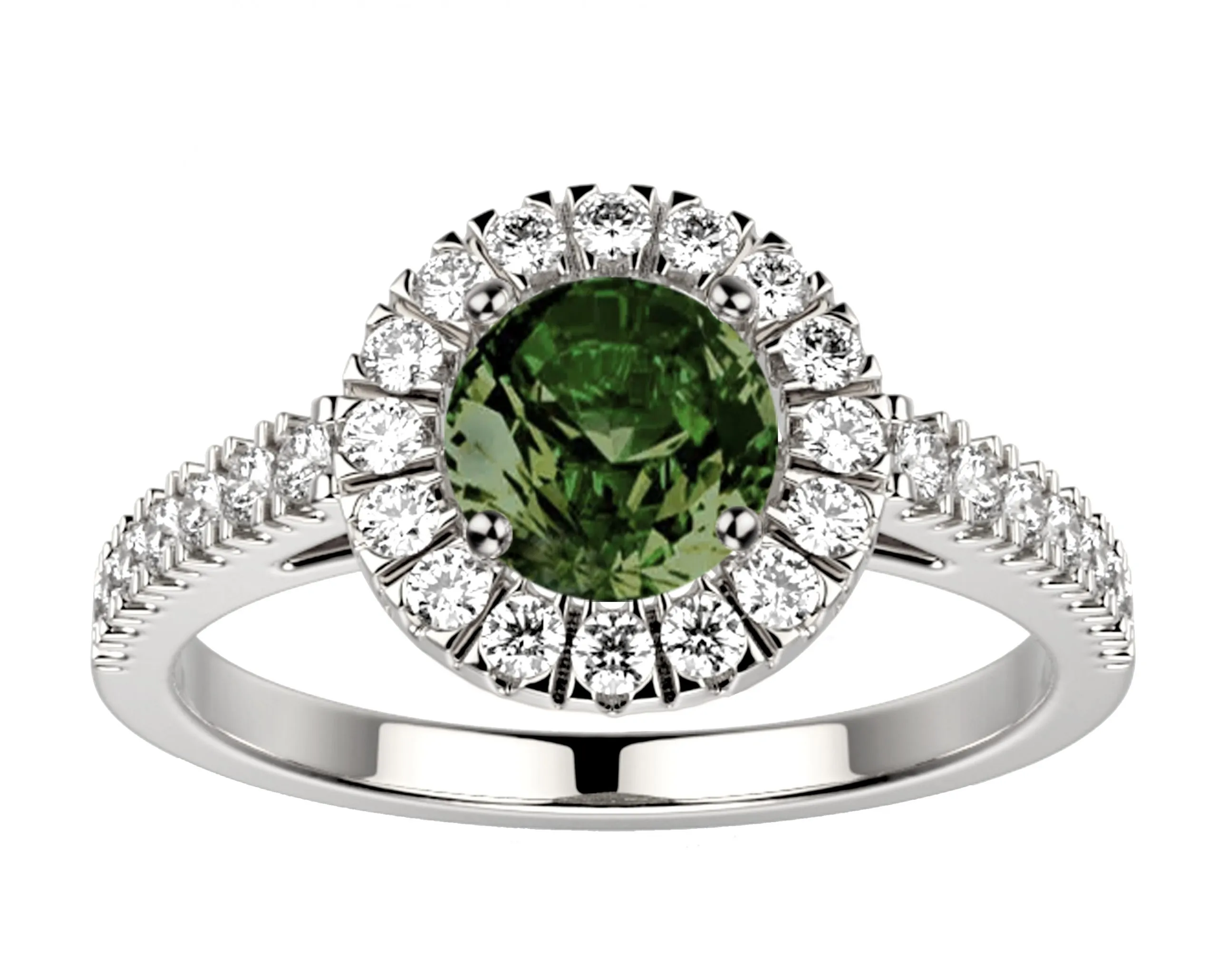 Bague saphir vert or blanc Juliet full pavé
