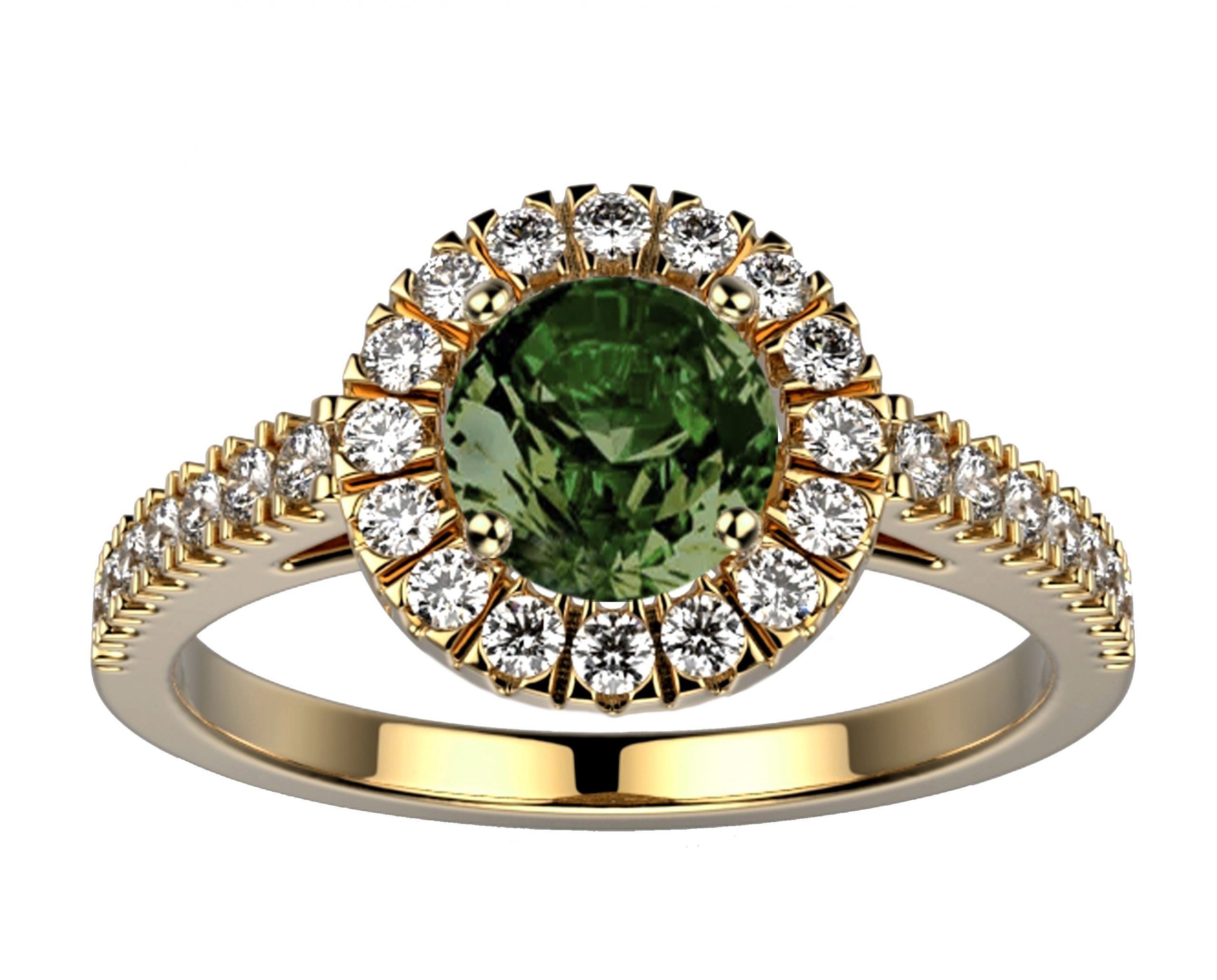Bague saphir vert or jaune Juliet full pavé