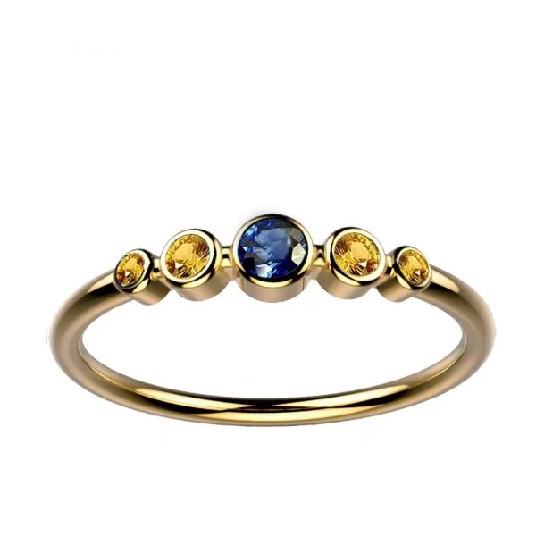 Bague saphir bleu et saphir jaune or jaune Ingénue