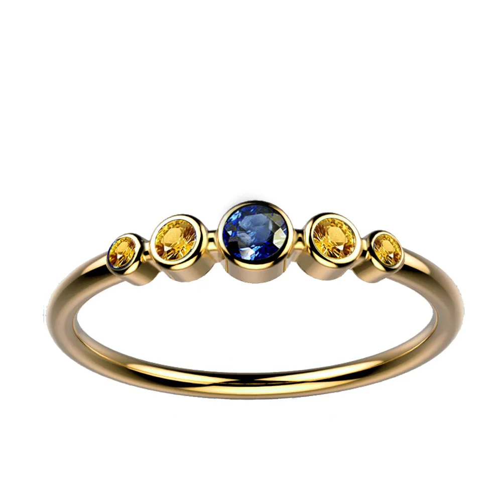 Bague Saphir bleu et jaune or jaune Ingénue