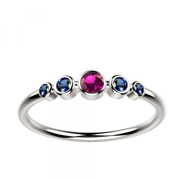 Ingénue bague saphir rose et saphir bleu or blanc