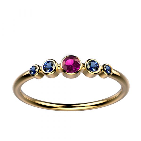 Ingénue bague saphir rose et saphir bleu or jaune