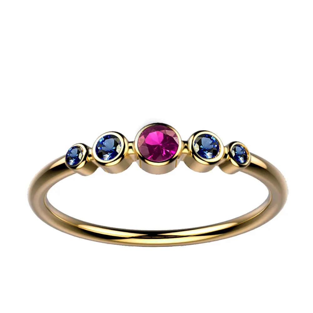 Bague saphir rose et saphir bleu or jaune Ingénue