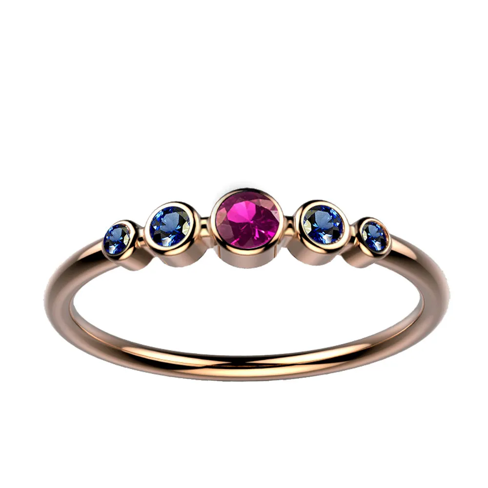 Bague saphir rose et saphir bleu or rose Ingénue