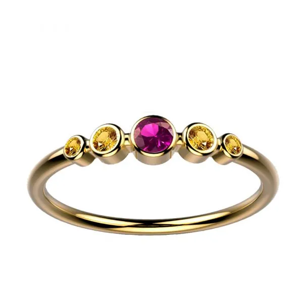 Bague saphir rose et saphir jaune or jaune Ingénue