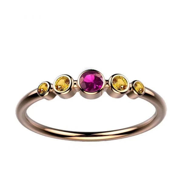 Bague saphir rose et saphir jaune or rose Ingénue