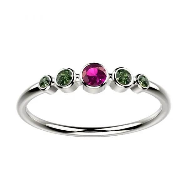 Bague saphir rose et saphir vert or blanc Ingénue