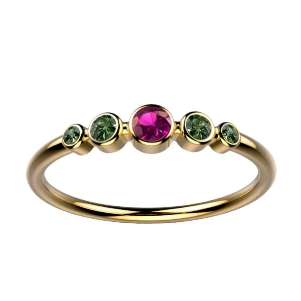 Bague saphir rose et saphir vert or jaune Ingénue