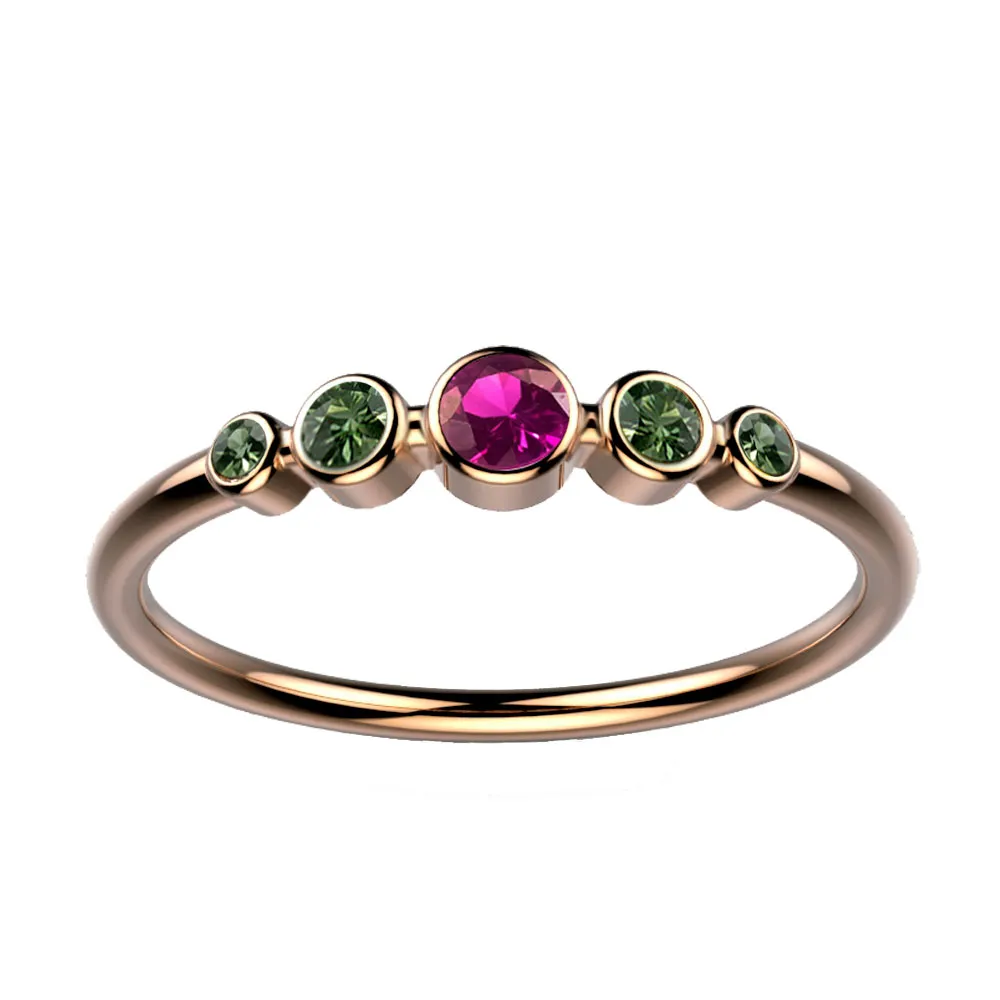 Bague saphir rose et saphir vert or rose Ingénue