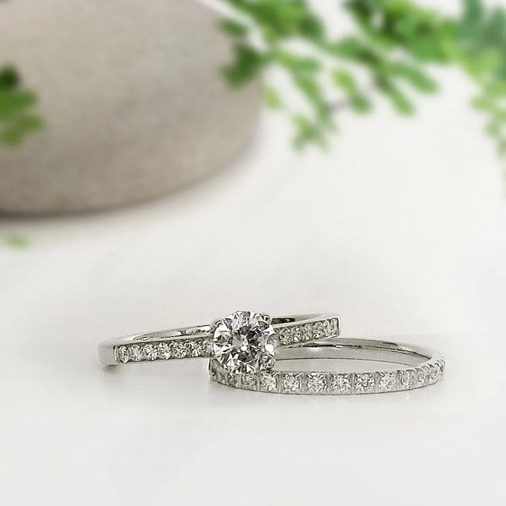 Solitaire et alliance diamant or blanc Ankaa et Promesse