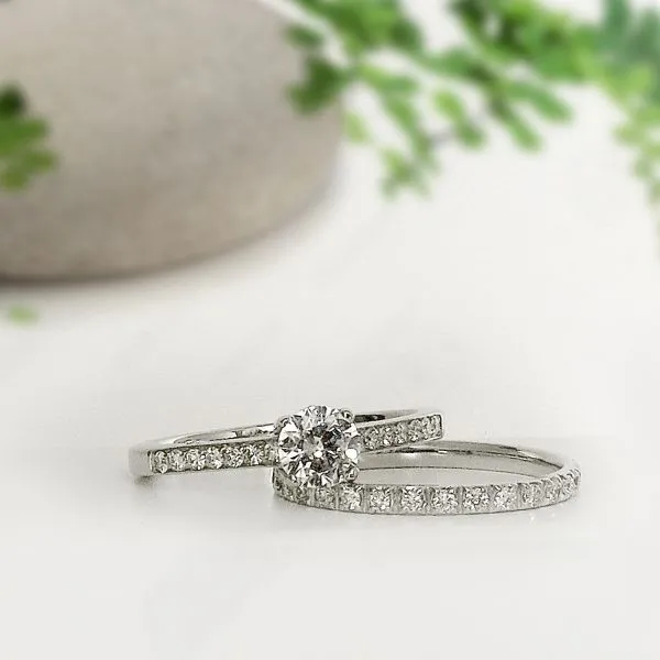 Solitaire et alliance diamant or blanc Ankaa et Promesse