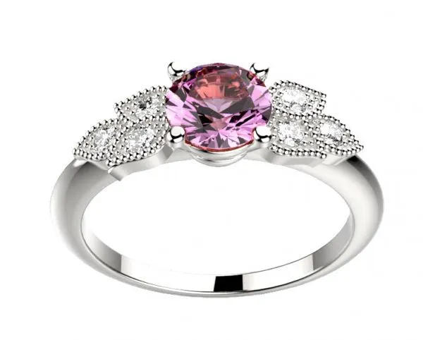 Bague saphir rose diamant or blanc et diamant Lyra