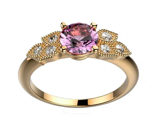 Bague saphir rose diamant or jaune et diamant Lyra