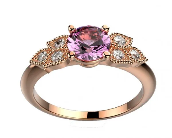 Bague saphir rose diamant or rose et diamant Lyra