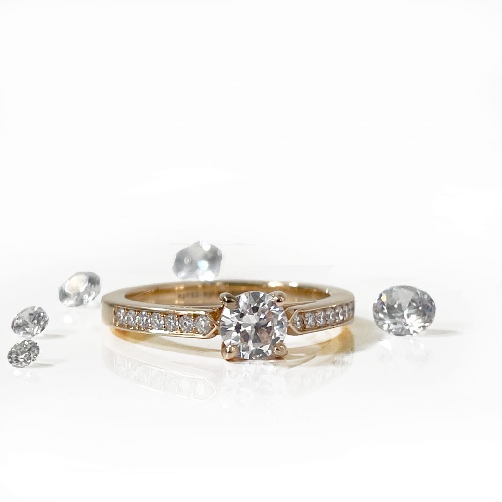 Bague de fiançailles diamant Mademoiselle or rose éthique éco-responsable Fairmined