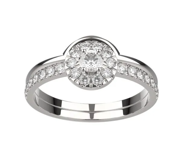 Alliance or blanc Juliet avec Juliet S bague diamant pavée