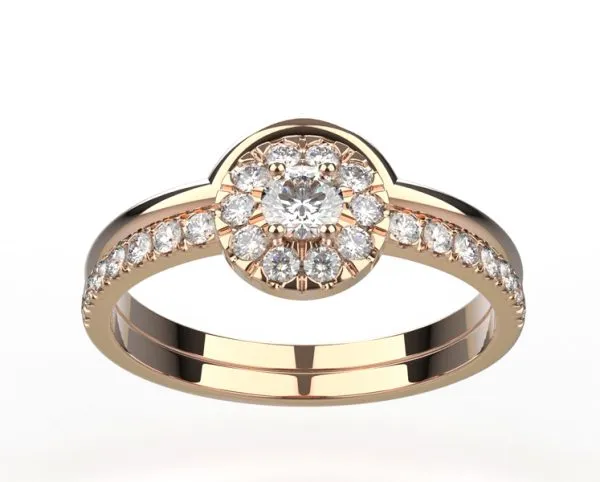 Alliance or jaune Juliet avec Juliet S bague diamant pavée