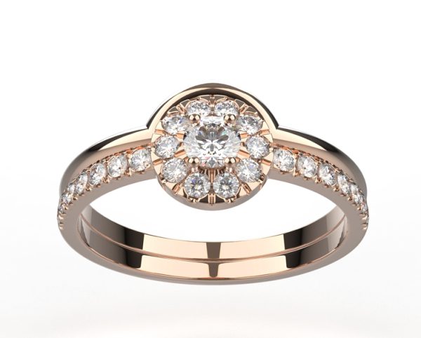 Alliance or rose Juliet avec Juliet S bague diamant pavée