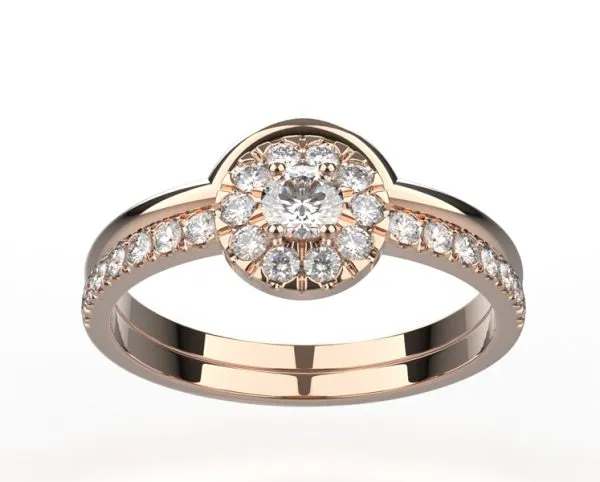 Alliance or rose Juliet avec Juliet S bague diamant pavée