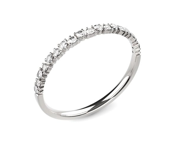 Alliance diamant or blanc Jane 19 pierres profil