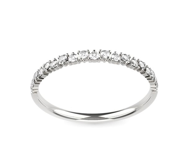 Alliance diamant or blanc Jane 19 pierres face