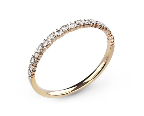 Alliance diamant or jaune Jane 19 pierres profil
