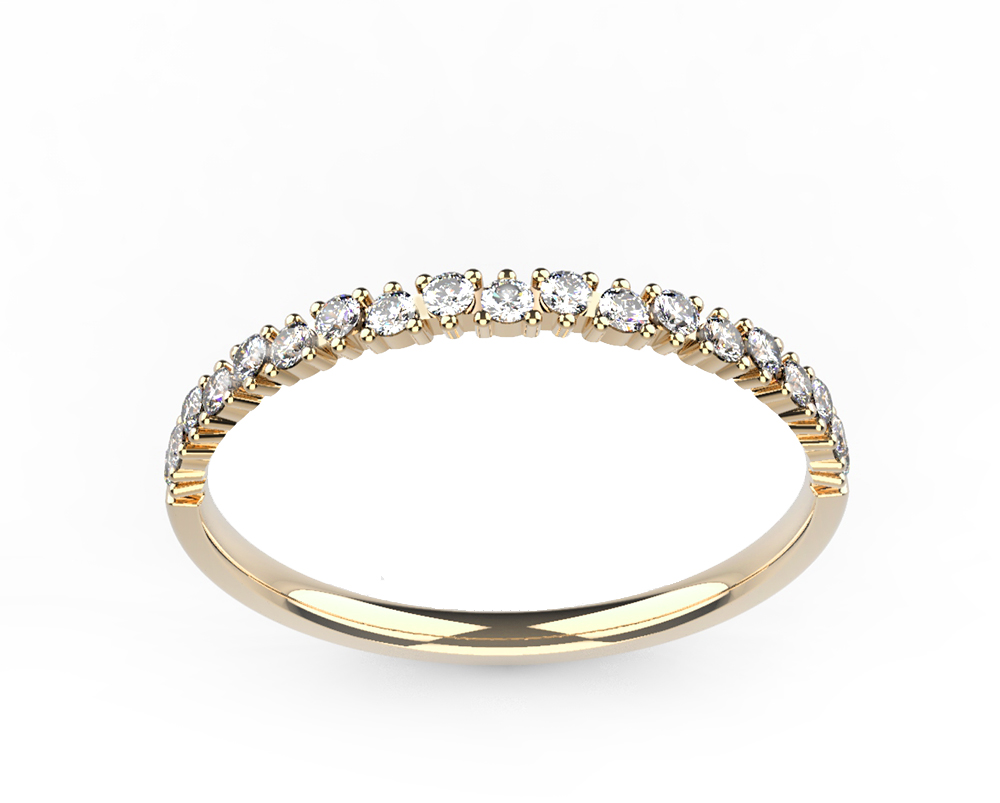 Alliance diamant or jaune Jane 19 pierres face