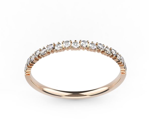Alliance diamant or rose Jane 19 pierres face