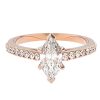 Bague de fiançailles diamant marquise pavé or rose Idylle
