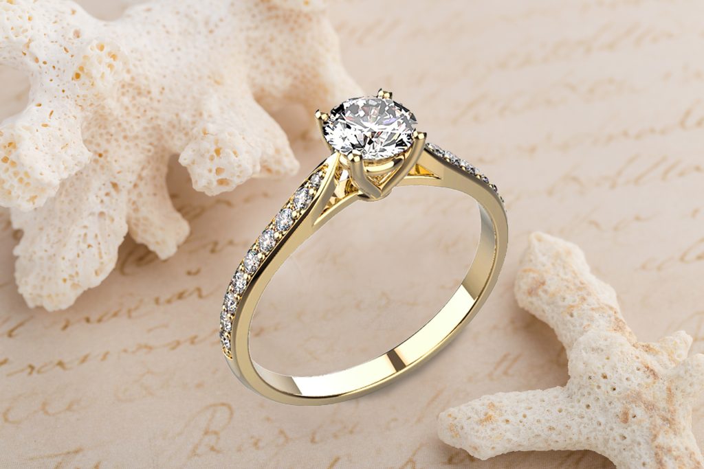 Bague diamant pavé or jaune Adhara Madame - Bijou éthique April Paris