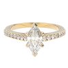 Bague de fiançailles diamant marquise or jaune pavé Idylle