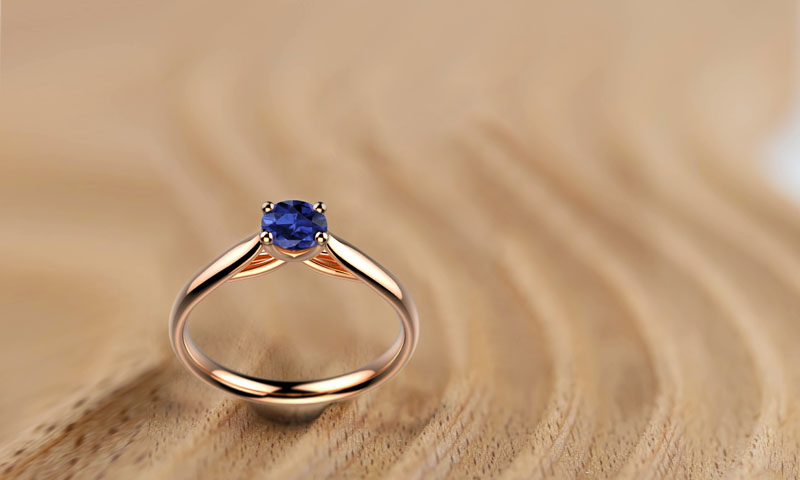 Bague saphir or rose éthique Dana solitaire