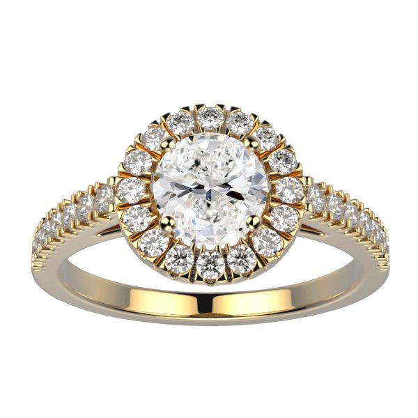 Bague de fiançailles solitaire diamant Juliet full pavé or jaune