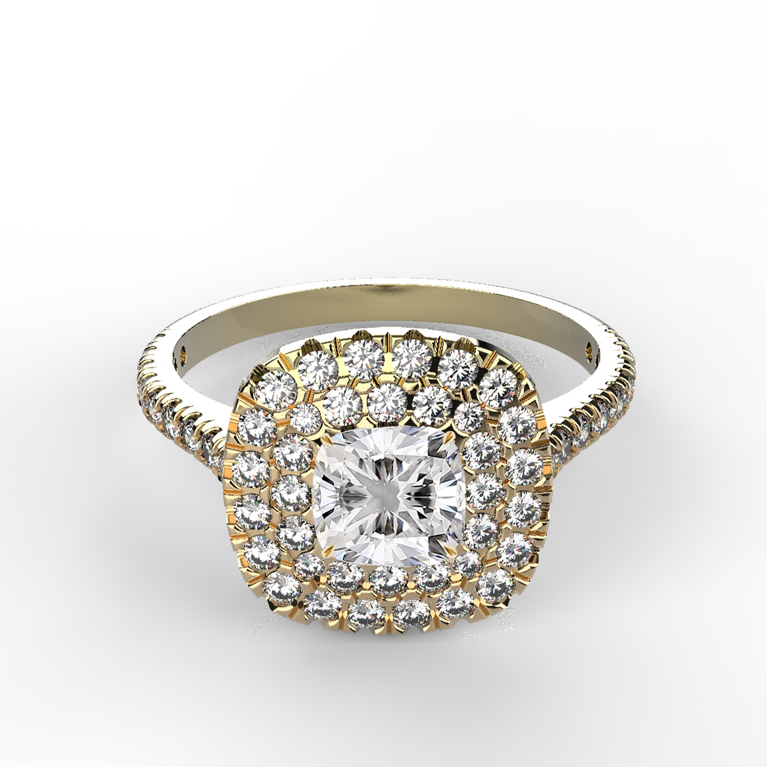 Bague de fiançailles diamant coussin Idylle C or jaune - April Paris