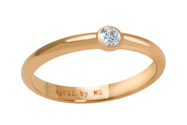 French Touch bague diamant serti clos 0.05 ct or rose