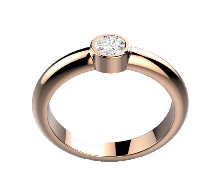 French Touch bague diamant serti clos 0.10 ct or rose
