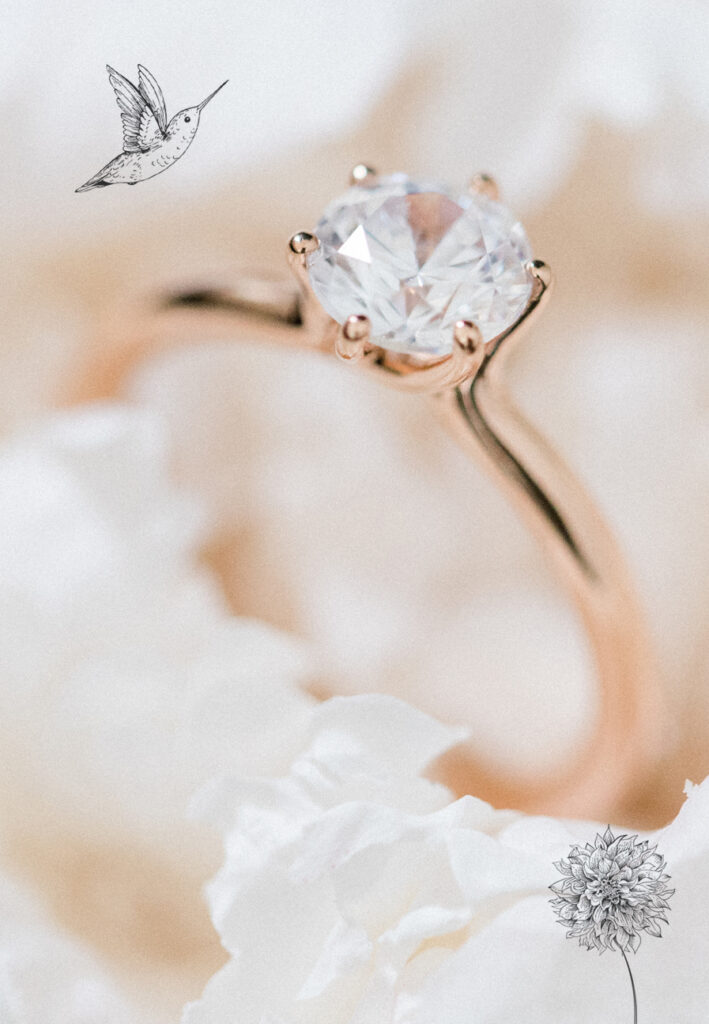 Solitaire diamant or rose 6 griffes - Bijou éthique April Paris