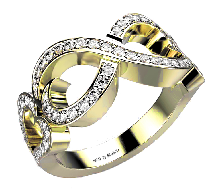 Bague diamant or jaune pavé - Bijou éthique April Paris